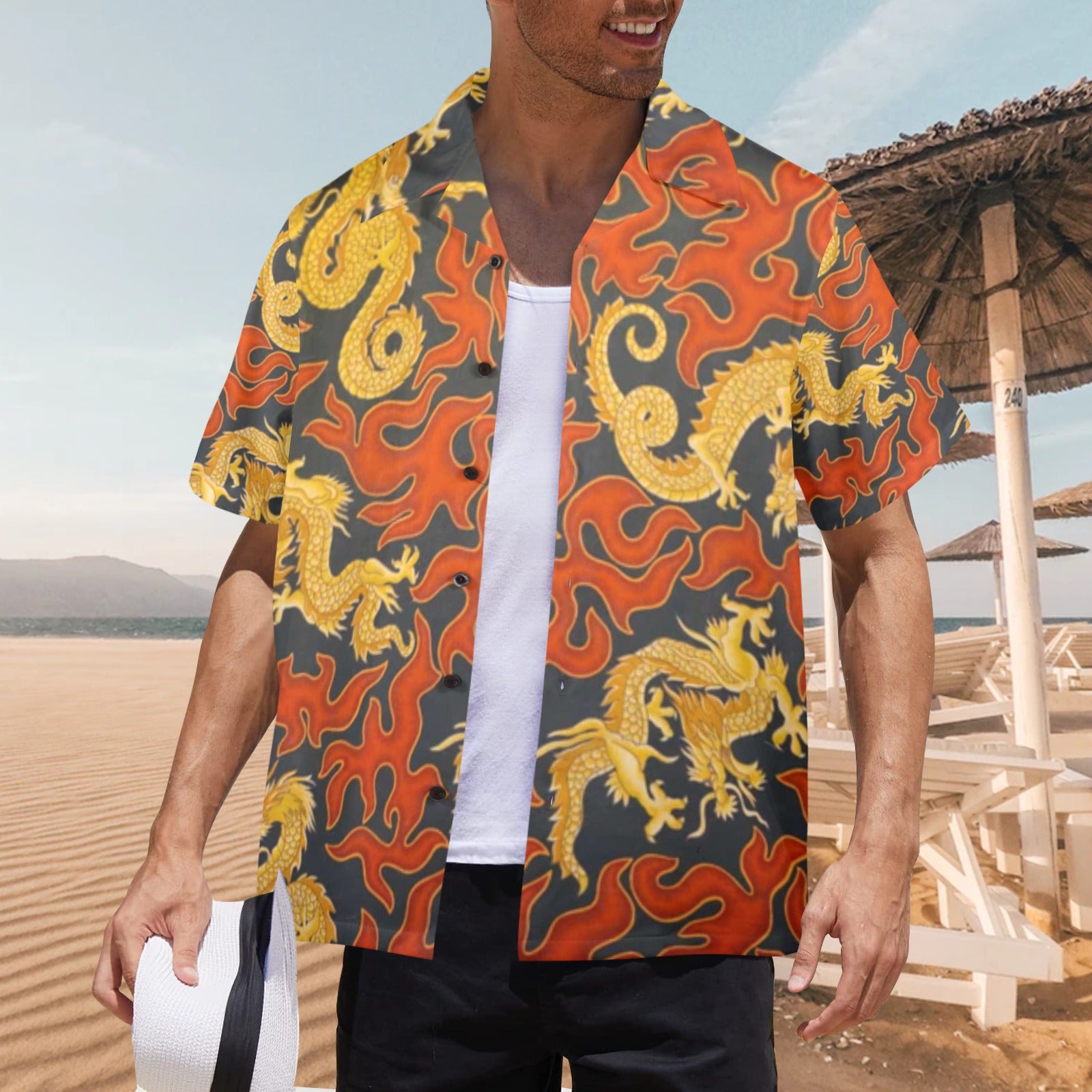Men's All Over Print Hawaiian Shirt BREATHING FIRE