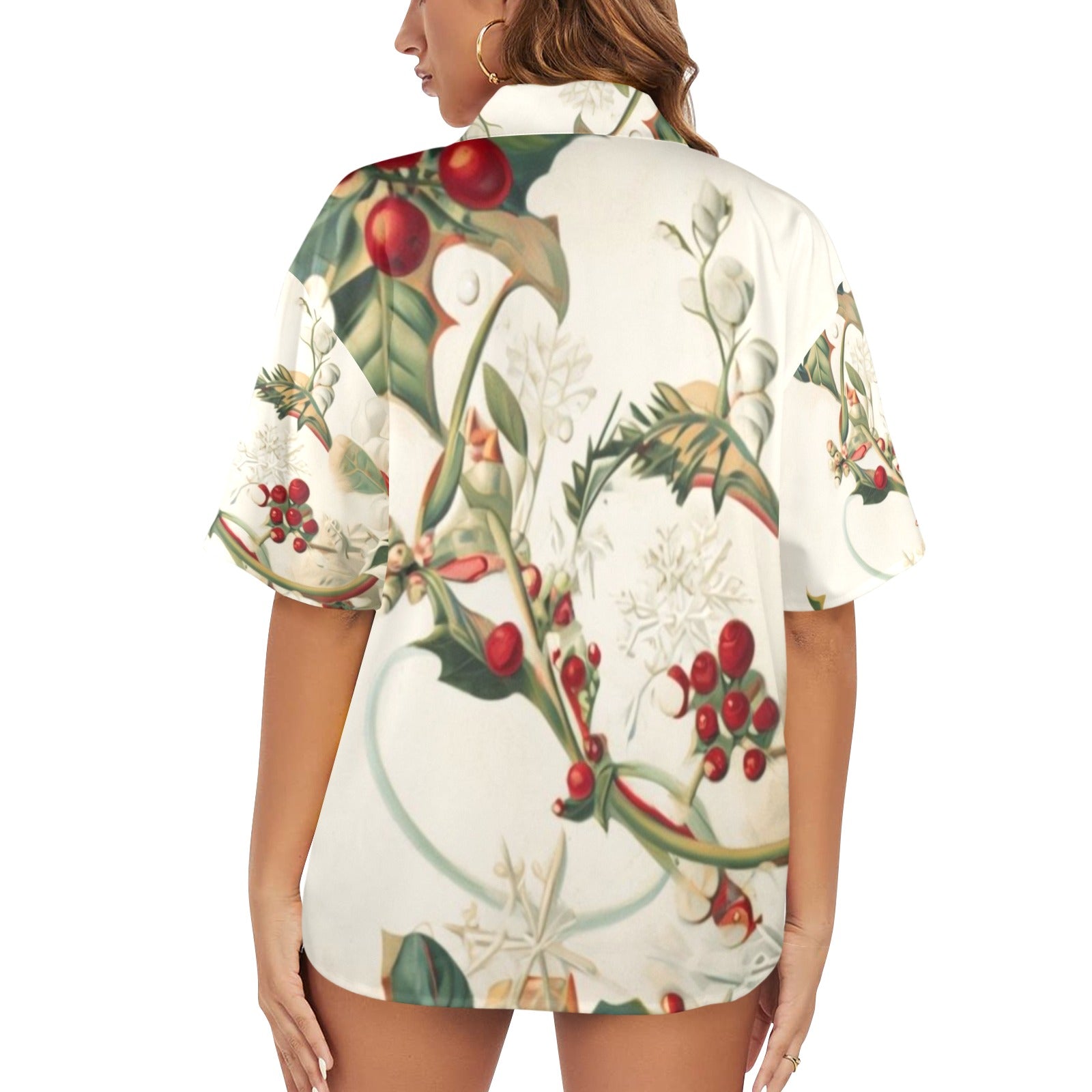 Women's All Over Print Hawaiian Shirt HOLLY DAZE